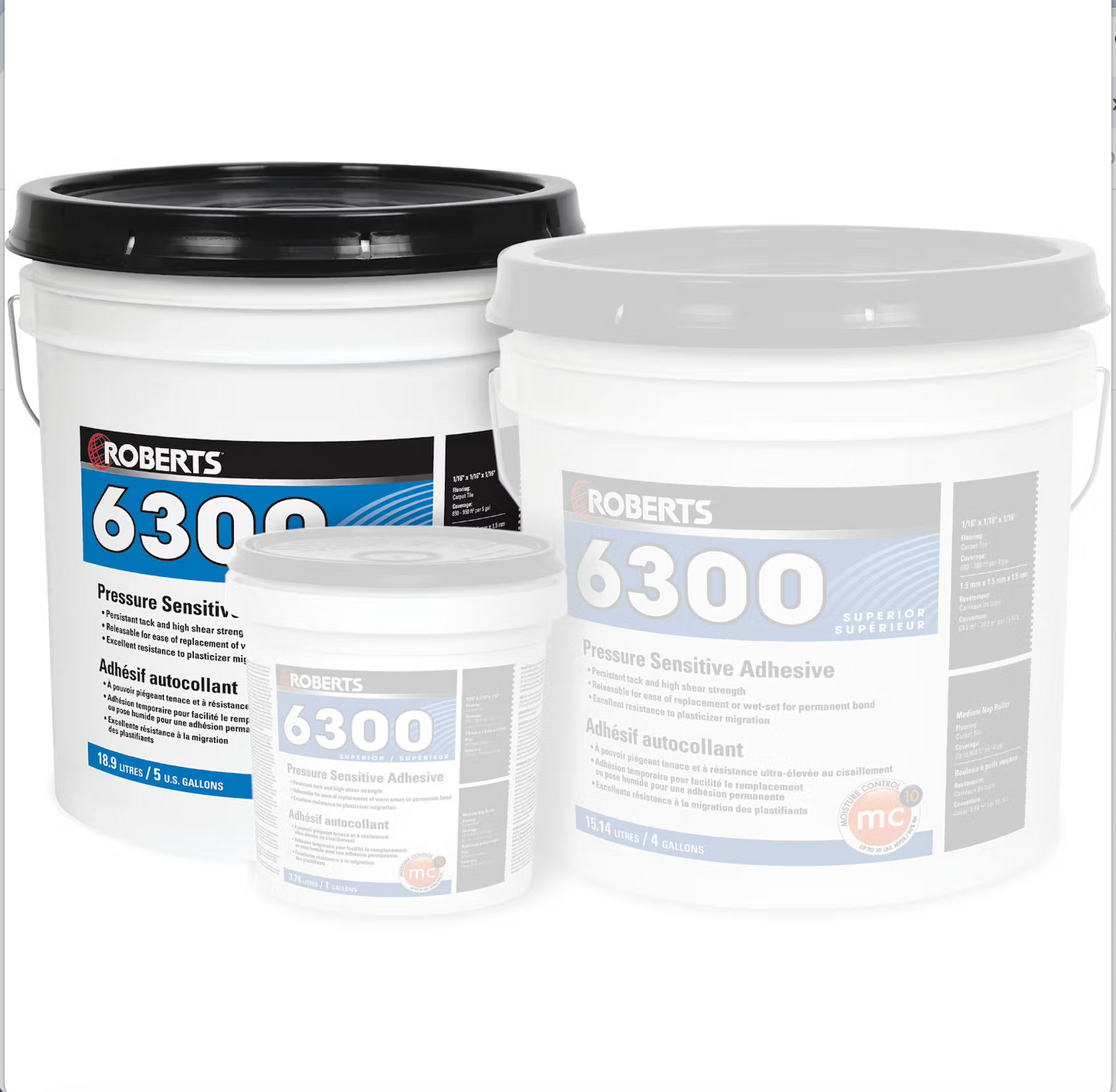 Roberts - Superior Pressure Sensitive Adhesive for Carpet and Vinyl Flooring 18.9 L